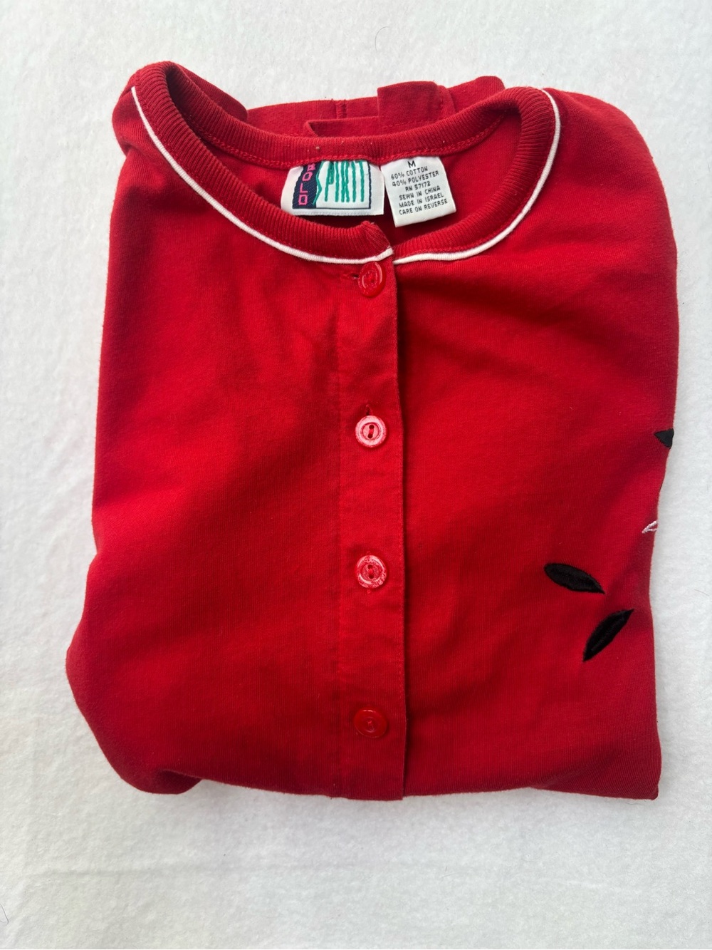 VINTAGE Bold Spirit Red Floral Button-Front Womens Top - Picture 8 of 9